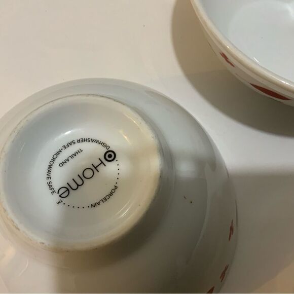 Target Home Pressed Petals Cereal Soup Bowls Red Flowers Leaves Set of 2 G18 - Picture 4 of 8